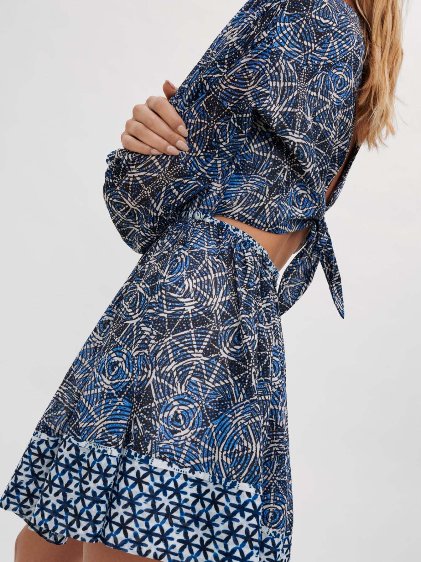 Rochie din voal de bumbac-indigo