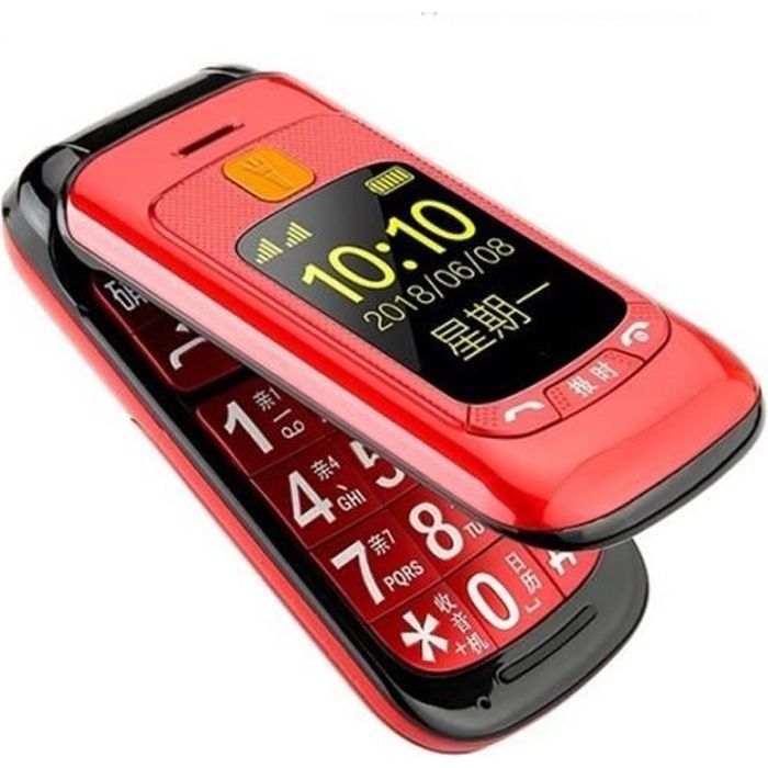 Telefono cellulare per anziani - CODREAM - Doppio schermo LCD - Suoneria extra forte - Pulsante SOS - 2800 mAh
