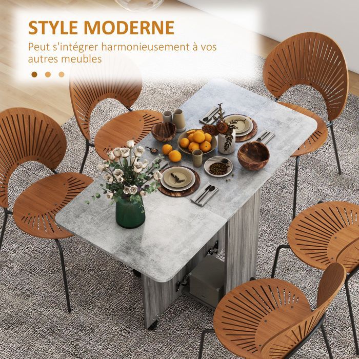 HOMCOM - Table de cuisine - Panneaux de particules - 120x60x76.5cm - Gris