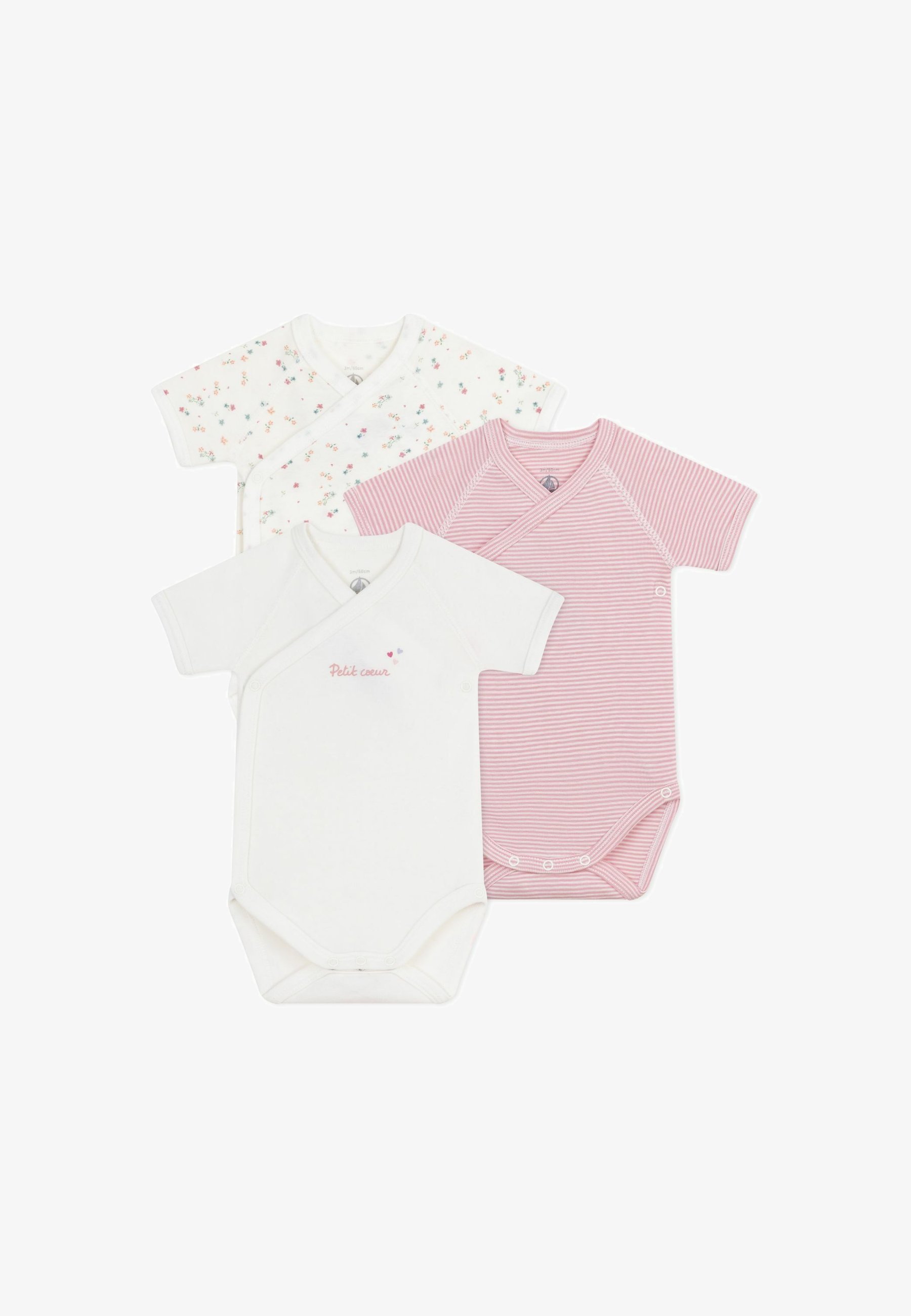 Petit Bateau 3 PACK UNISEX - Body - jasnoróżowy