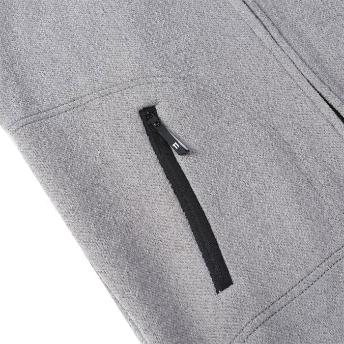 Chaleco cárdigan con cremallera y cuello mandarín para hombre de Allthemen, manga larga, corte holgado, bolsillo lateral, gris claro.