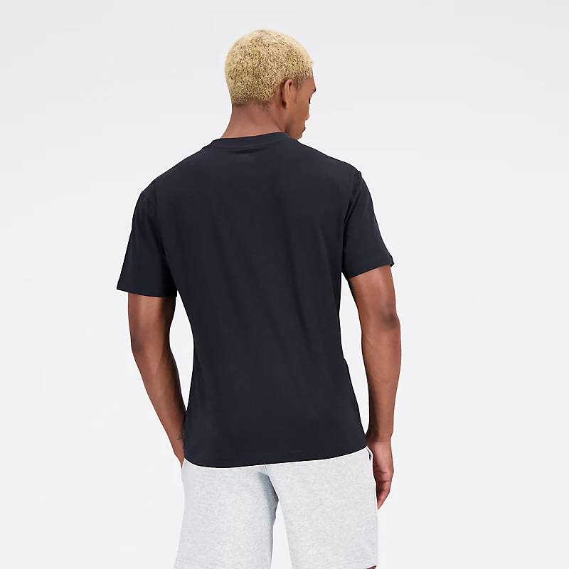 Męska koszulka z krótkim rękawem Essentials Stacked Logo z bawełny - CZARNY