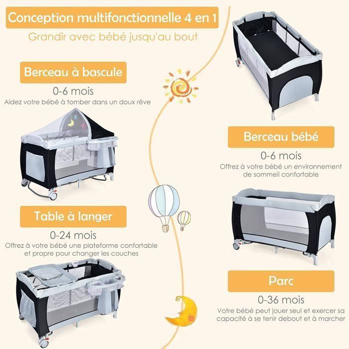 GOPLUS Faltbares Reisebett für Babys (0–36 Monate) – 15 kg Tragkraft – 2 feststellbare Rollen – Matratze/Tisch
