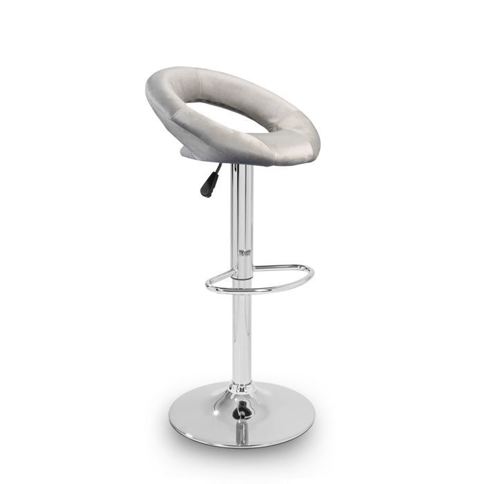 Aga Tabouret de bar gris, hauteur réglable, assisse rembourrée, dossier en forme d'anneau, MR2043