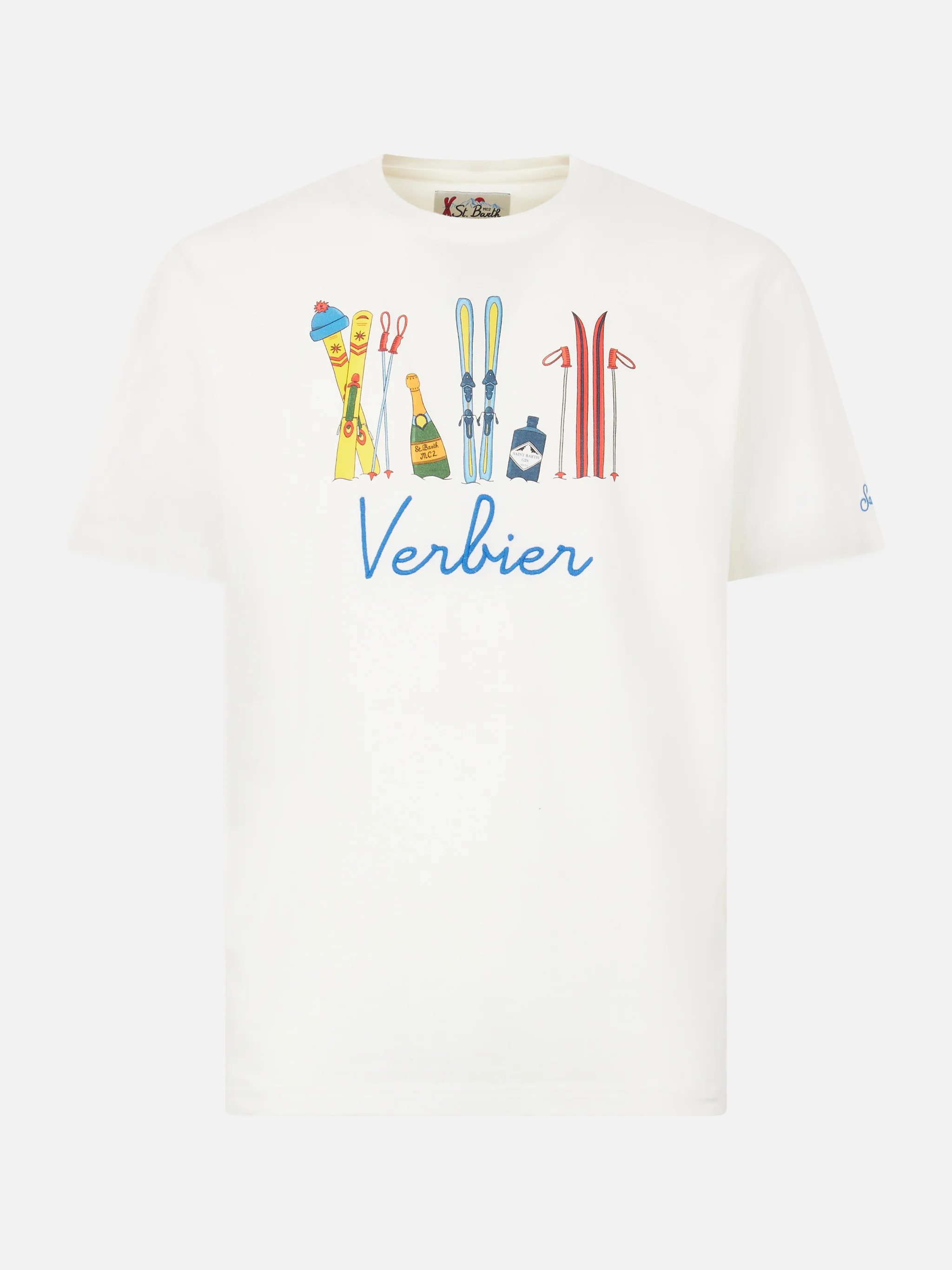 Heren T-shirt van zwaar katoen met Verbier-borduurwerk op de voorkant.