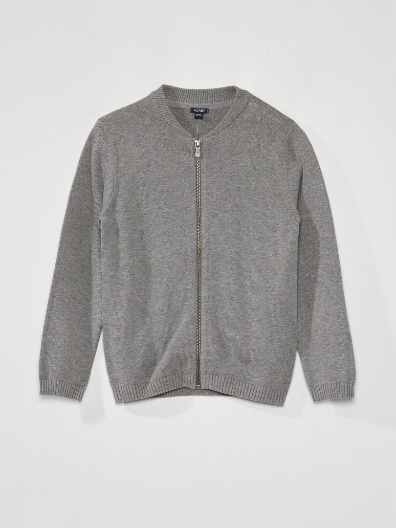 Gebreid vest met ritssluiting - GRIJS