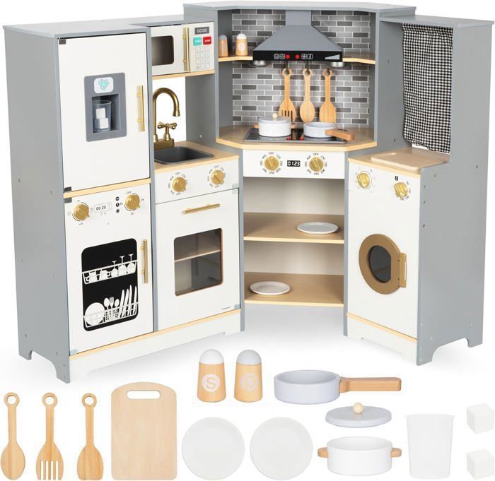 Cuisine Enfant - MAMABRUM - XXL - Bois - Éléments interactifs - Éclairage LED