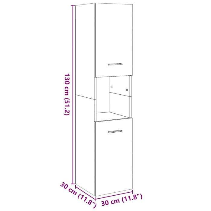 Bonne qualité - Armoire de rangement Armoire de salle de bain et WC - BONNIE - suspendue chêne artisanal 30x30x130cm DECO M1264011