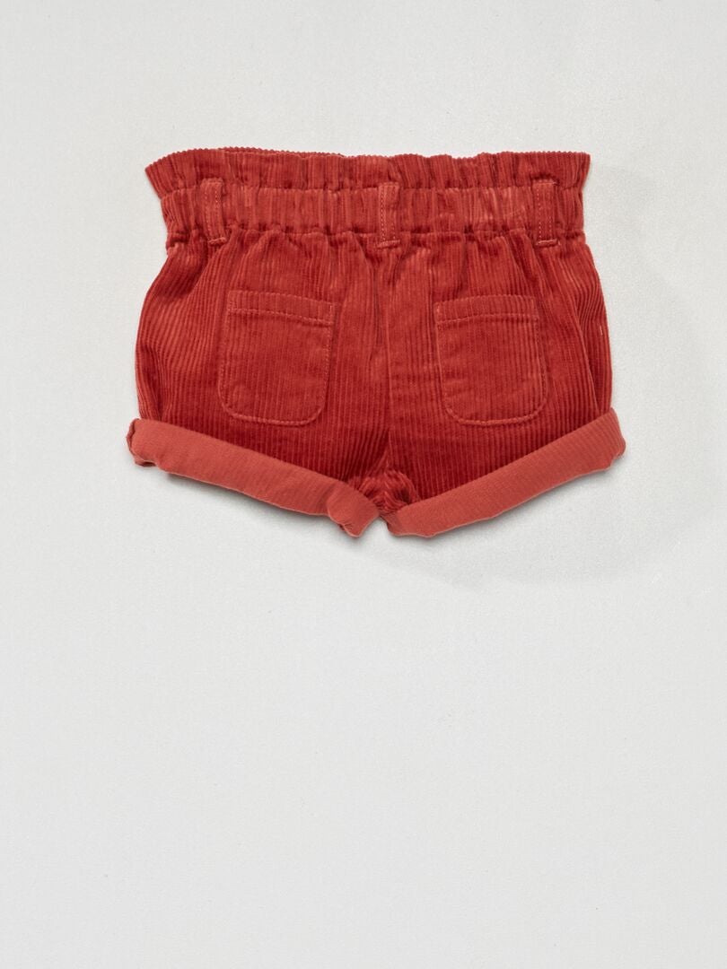 Corduroy paperbag shorts - rood