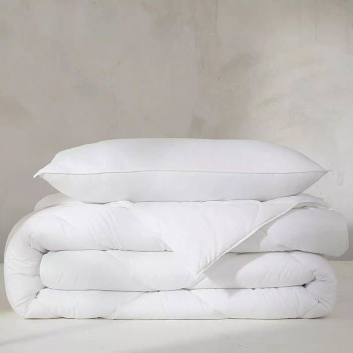 Juego de ropa de cama - Hecho en Francia - Edredón individual 140x200 cm - Almohada 50x70 cm - 2 piezas - Blanco