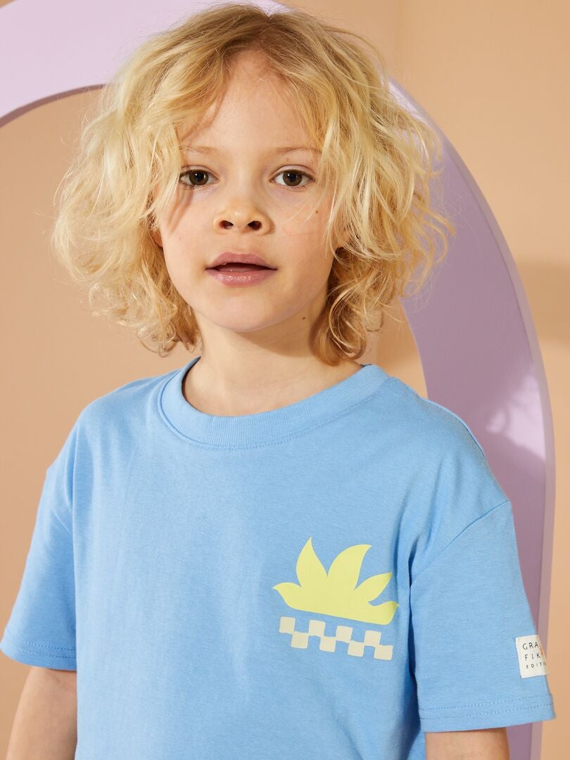 Camiseta folgada com estampa - Edição Grafik - AZUL