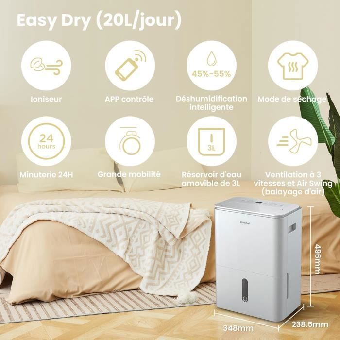 Deshumidificador conectado COMFEE Easy Dry 20 L/día