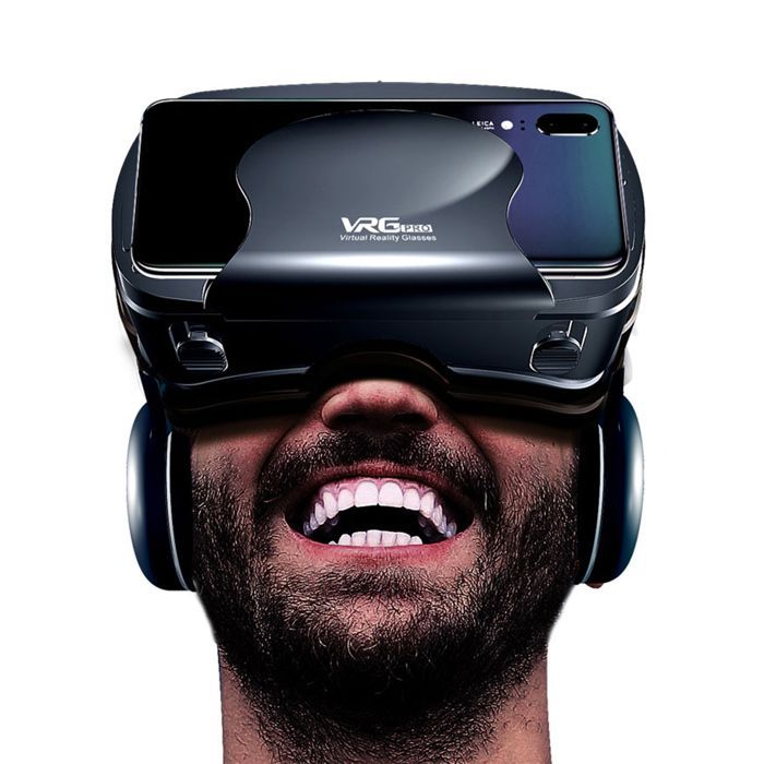 DAM PRO+ Blu-ray Virtual-Reality-Brille. Integrierte Hi-Fi-Kopfhörer, 360°-Panoramaansicht. Kompatibel mit iOS und Android.