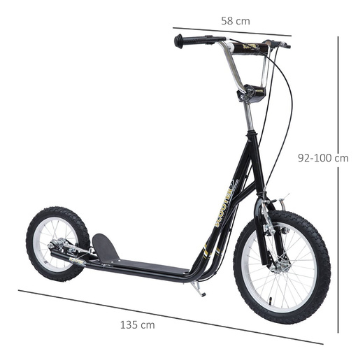 Homcom Kids Scooter with Height Adjustable Handlebar, Black