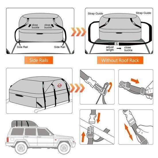 Bolsa de techo para coche, ideal para viajes, baúl de techo para SUV, maleta de techo, color negro, suave, 580 L, 20,7 pies cúbicos, 130 x 100 x 45 cm.
