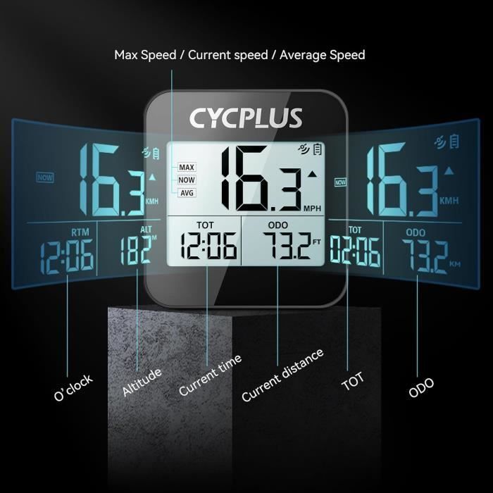 GPS Bike Computer - CYCPLUS - G1 - IPX6 Waterproof - Speed, Distance, Time
