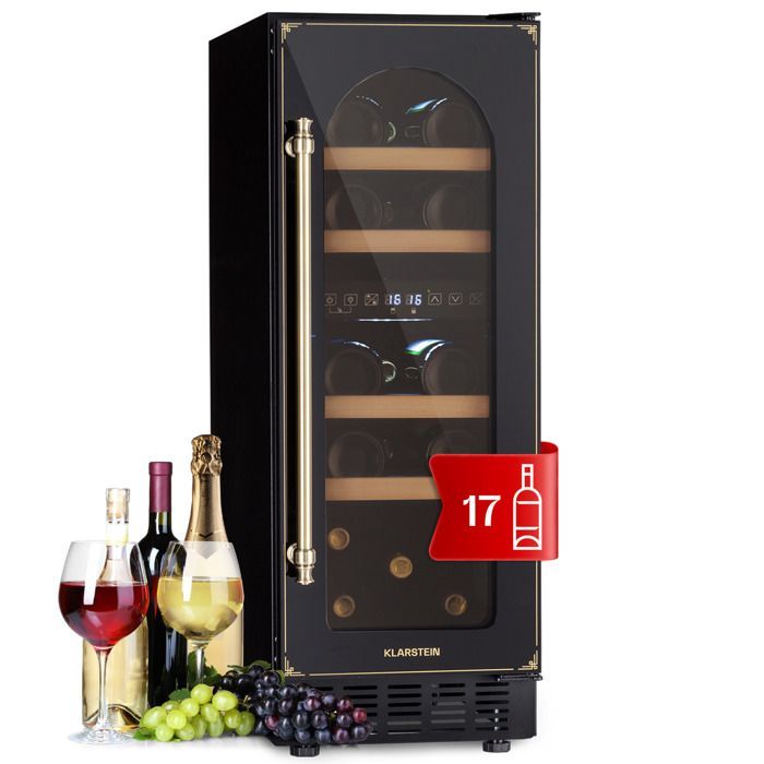 Built-in wine cellar - Vinovilla 17 Duo Edition Vilhelmine - 17 bottles - 52 L - 5 to 22 °C - Victorian look - Black