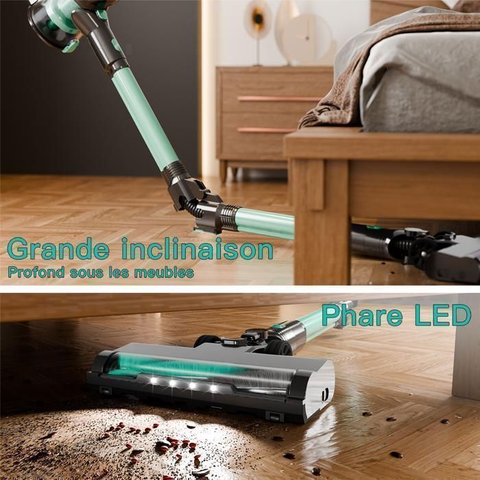 CYANSHARP V8 Aspirateur Balai Sans Fil, Aspirateur Sans Sac 130AW, 3 Vitesses, écran, 100kRPM BLDC Moteur EU, 7*Batterie , CE Rohs