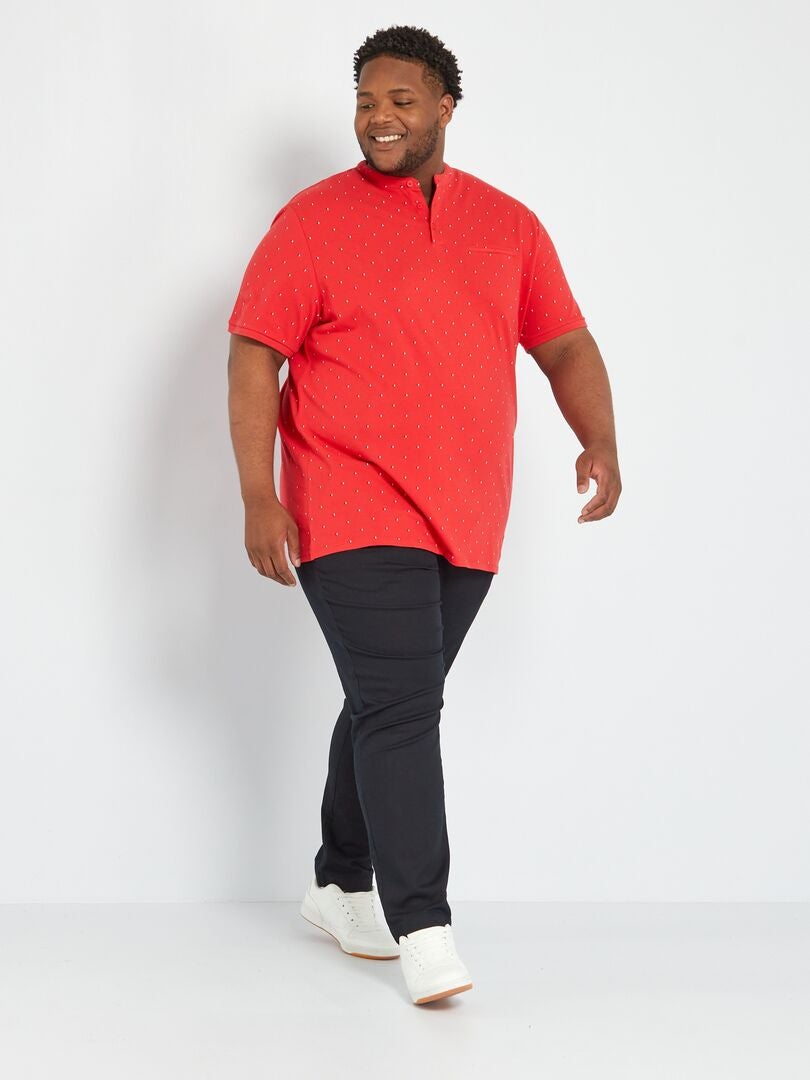 Polo shirt van katoenen piqué met opstaande kraag - ROOD