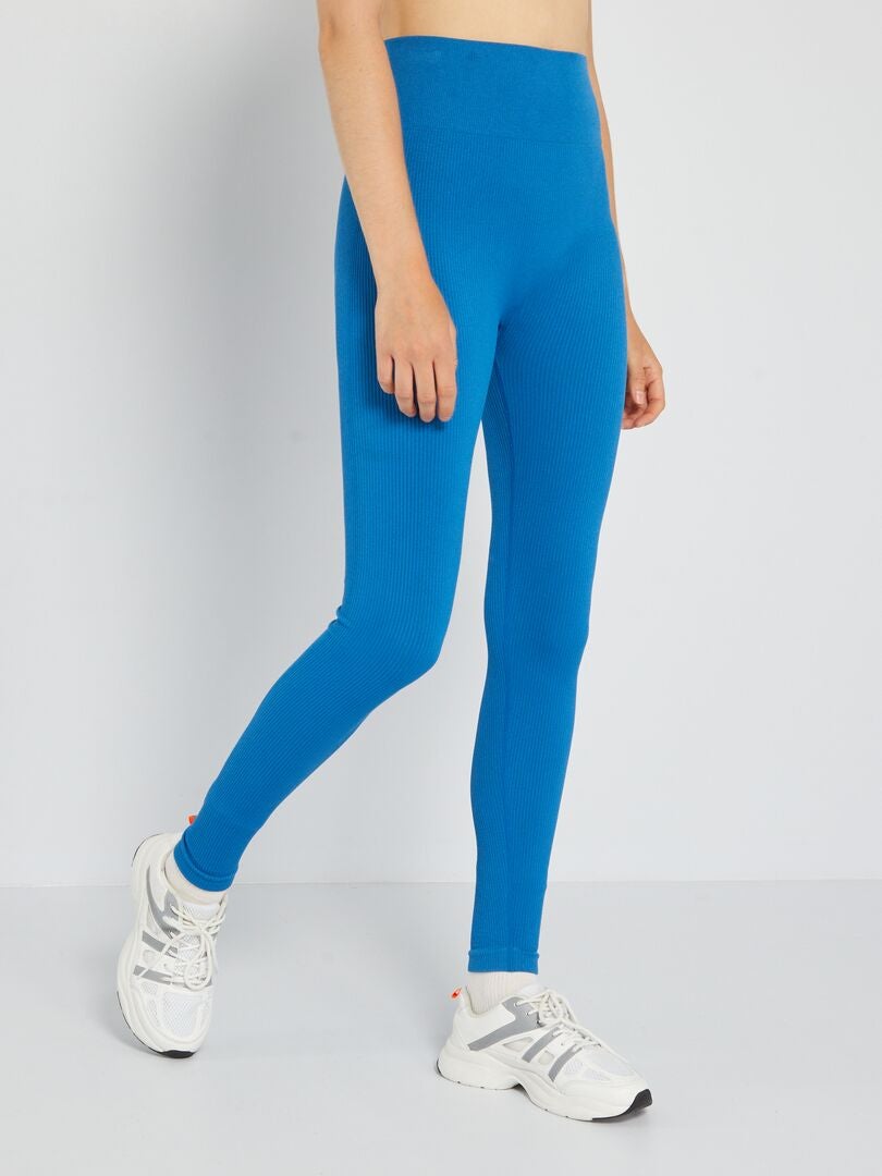 Geribbelde gebreide sportlegging - blauw