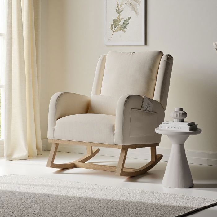 Mecedora - TANANT - Beige - Bolsillo de almacenamiento - Estilo escandinavo - 150 kg