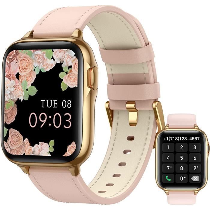 Smartwatch Bluetooth da donna con chiamate, display da 1,7'' con monitoraggio dell'ossigeno nel sangue, contapassi, impermeabile IP68 per Android e iOS - Rosa