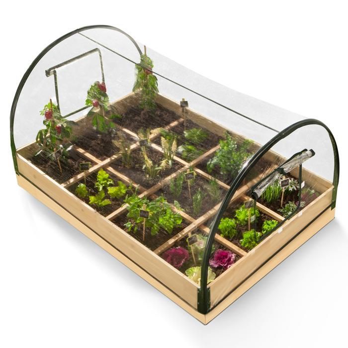IDMARKET Carré potager 12 compartiments + housse serre châssis