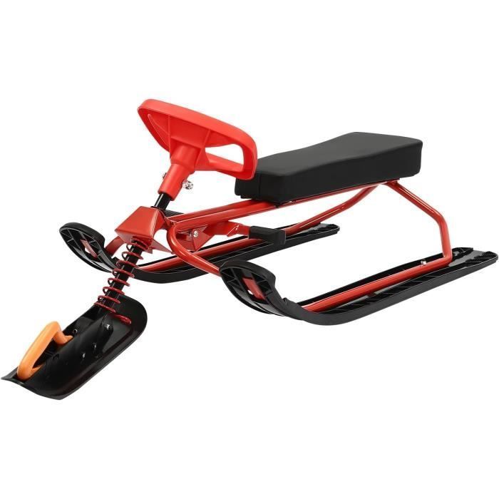 SKIBOB - BICICLETA DE ESQUÍ - Bicicleta de esquí para niños y adultos - con manillar - roja - 121 x 50 x 45 cm - 5-18 años