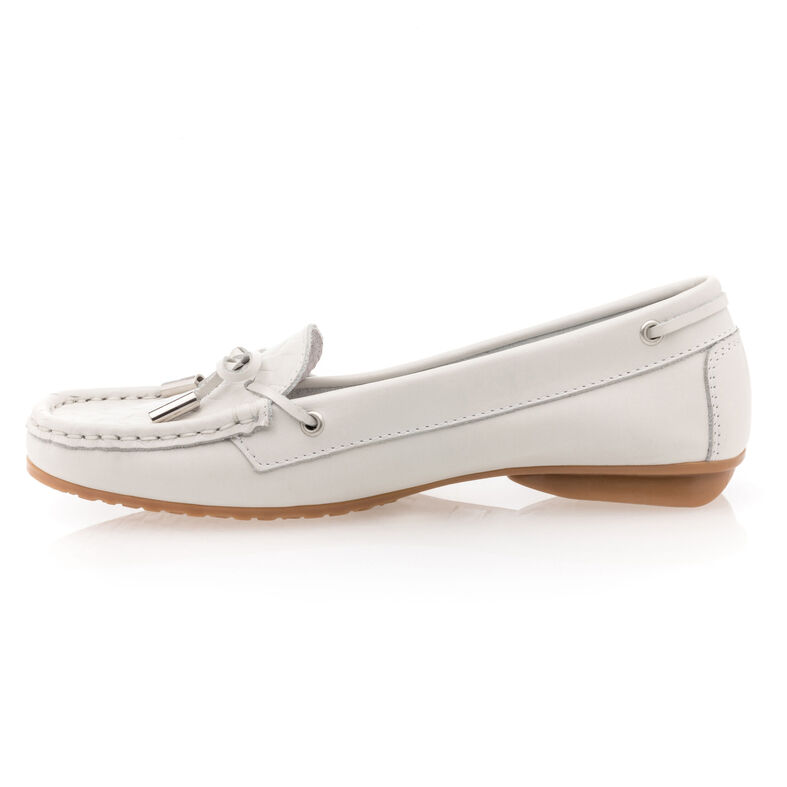 Weiße Damen-Loafer/Bootsschuhe