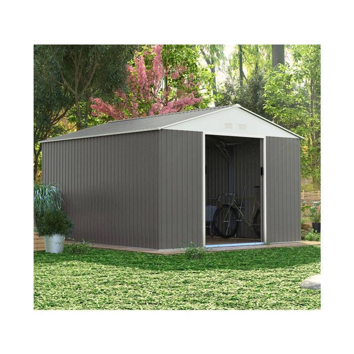 Metall-Gartenhaus „Dallas“ – 12,99 m² – Taupe