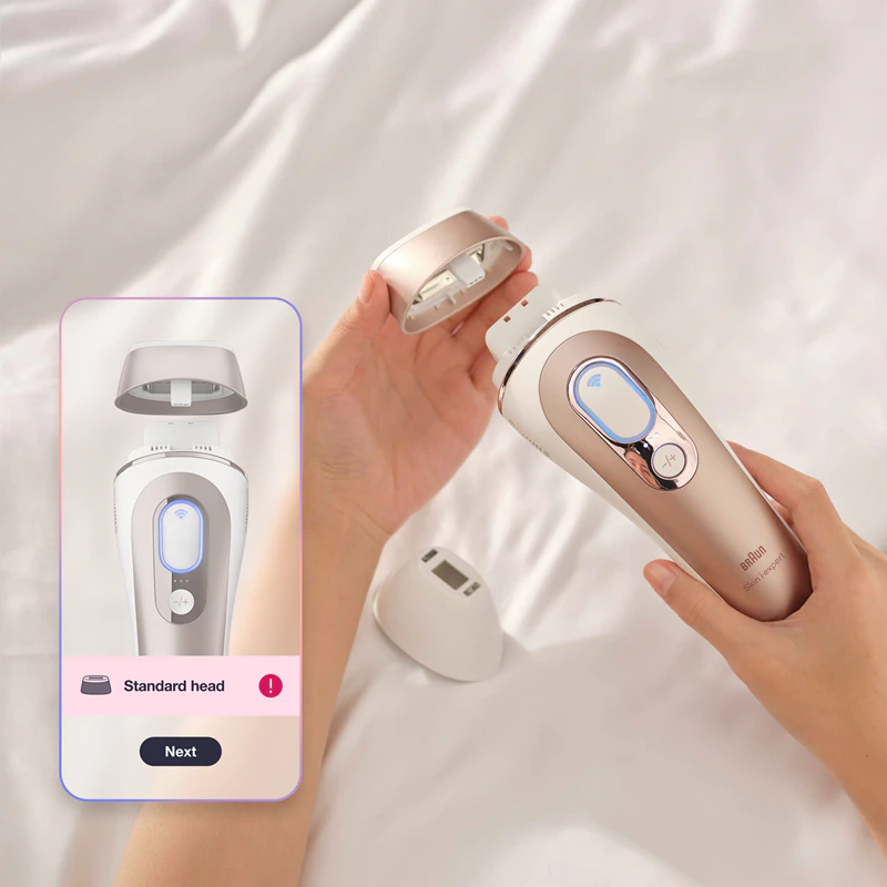Braun Smart Skin Expert IPL7147: dispositivo IPL inteligente para remoção de pelos no corpo, rosto, virilha e axilas.