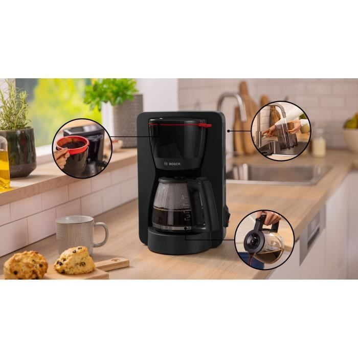 Cafetière Filtre - BOSCH - TKA2M113 MyMoment - Noire - Capacité 1,25L - verseuse verre - système anti-gouttes