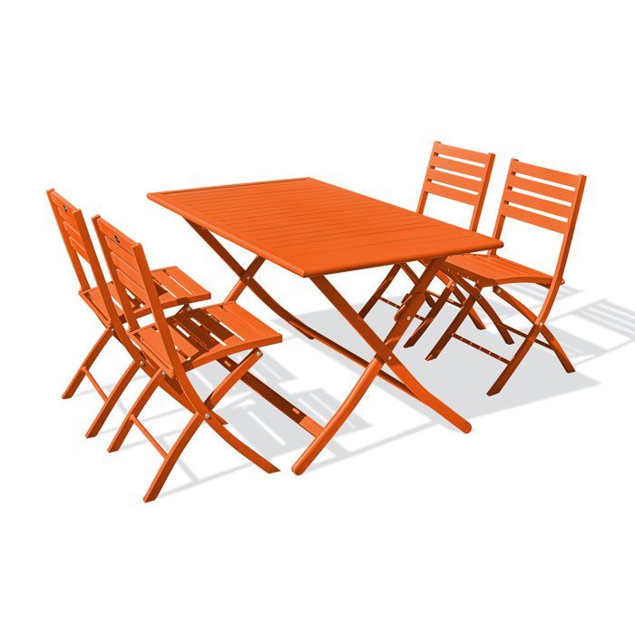 Aluminium tuinset voor 4 personen - Oranje