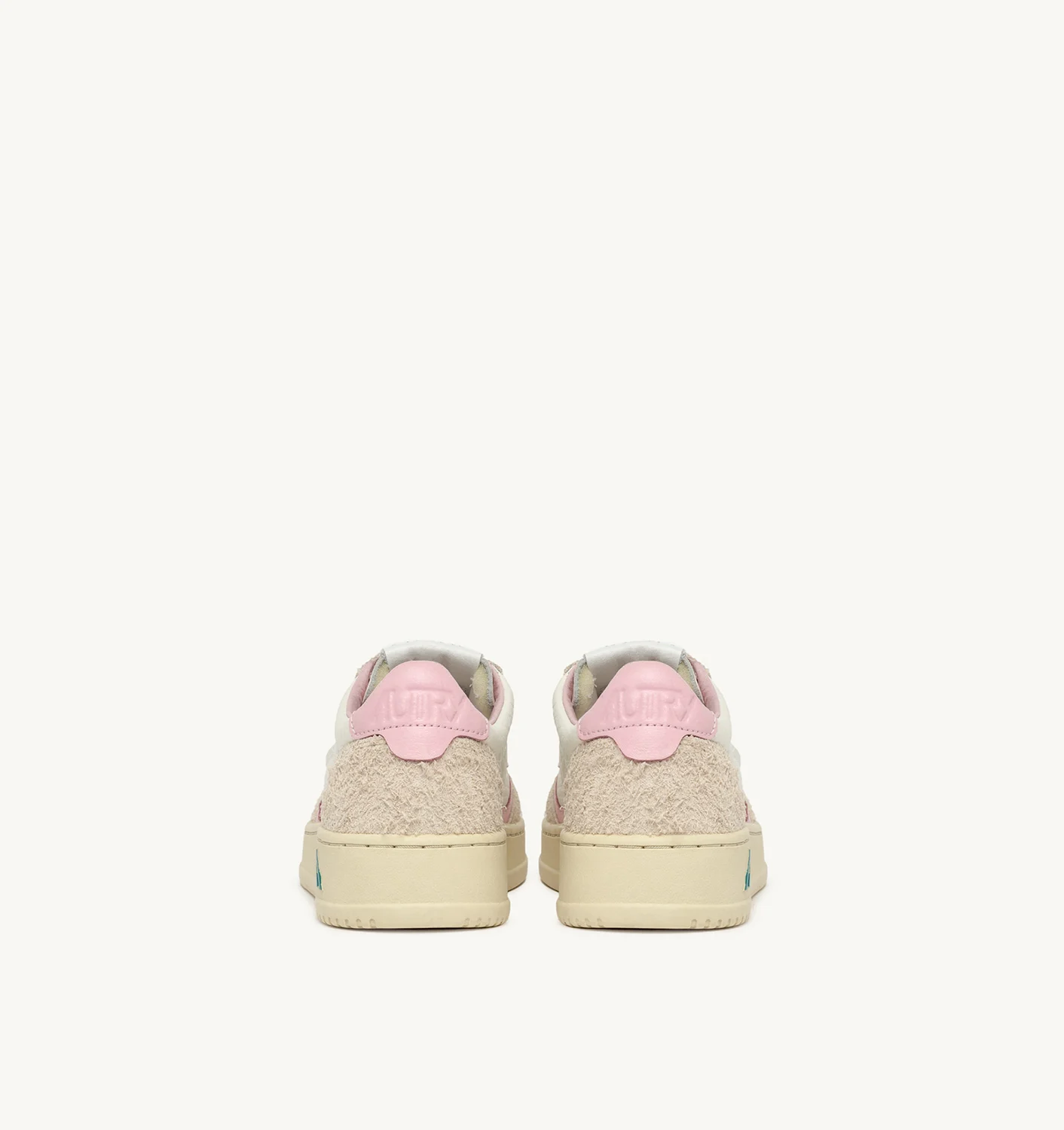 SNEAKERS MEDALIST LOW IN PELLE BICOLOR BIANCO E ROSA E SUEDE BEIGE EFFETTO HAIR