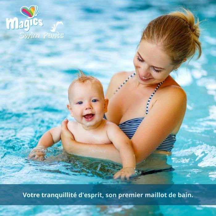 Pannolini da bagno Magics taglia M (9-15 kg) - 88 mutandine da bagno - 8 confezioni da 11 pannolini usa e getta per una protezione ottimale in acqua