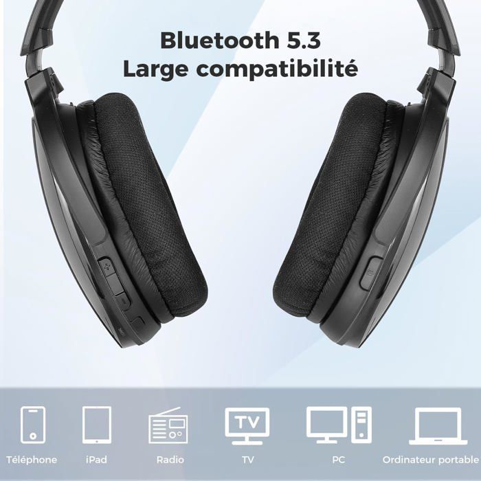 Wireless headphones - PERFUMER'S LAMP - TV RF model - Charging station & RF transmitter - Bluetooth 5.3 - 10–15 hour battery life
