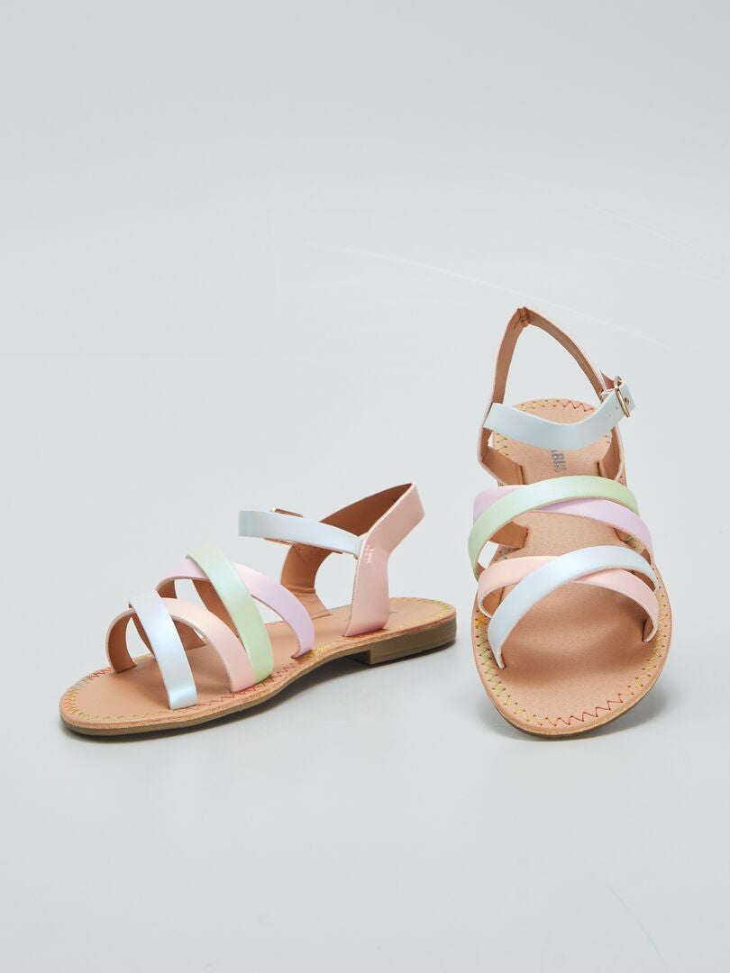 Sandalias de tiras multicolor - ROSA