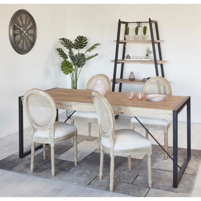 ATHM DESIGN MEDAILLON Chair – Design, fabric & wood, beige (Set of 2)