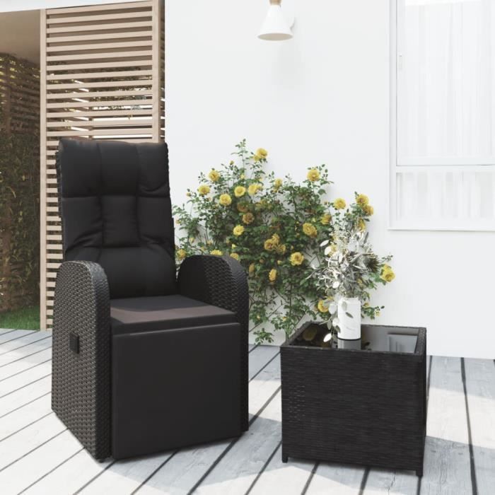 vidaXL Ensemble de salon de jardin 2 pcs noir poly rotin et acier 3157661
