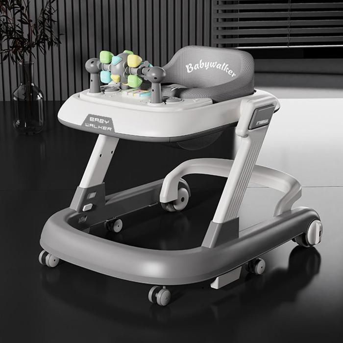 XUANYU - Andador para bebés - Ayuda para caminar - 3 posiciones de altura ajustables - Con música - 60*55*70cm - Gris
