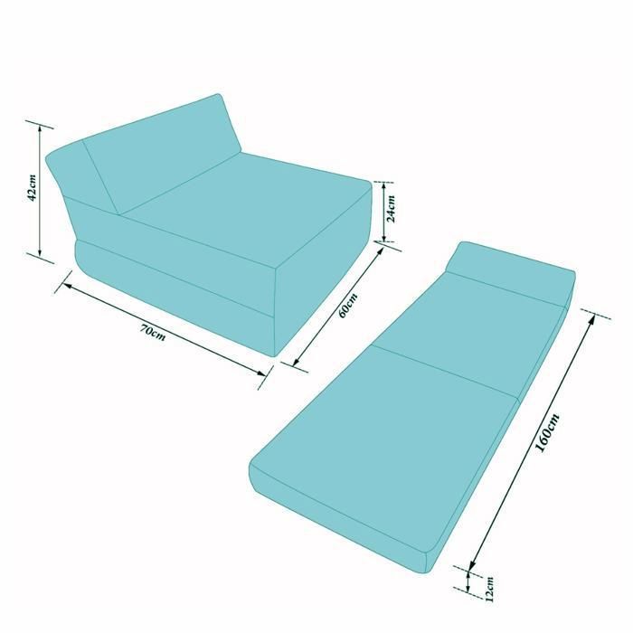 Matelas de jeunesse lit fauteuil futon pliable pliant - NATALIA SPZOO - gris - Mousse - Ferme - 1 place