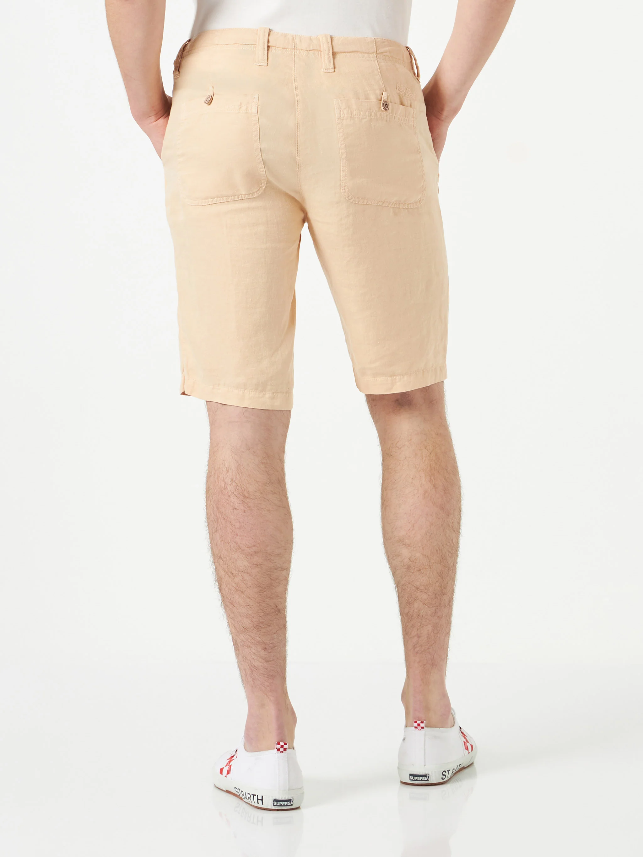 Beige linnen bermuda's