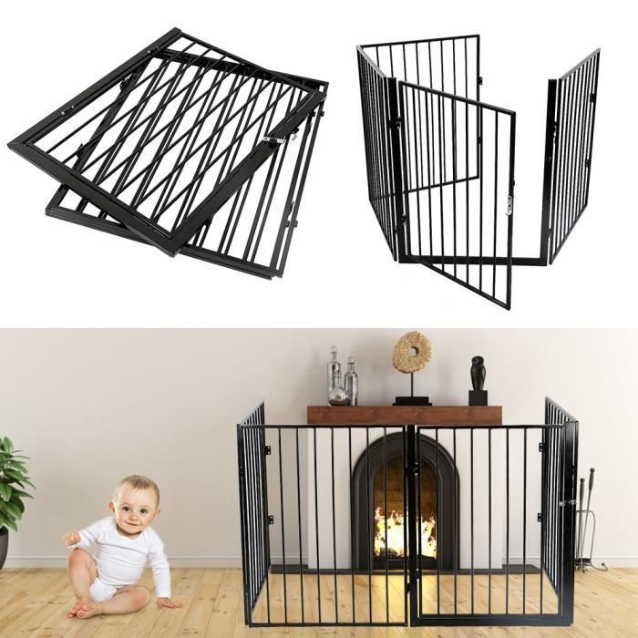 Willonin® 240 cm Kaminschutzgitter - Schwarz - Verstellbar - Kaminschutzgitter