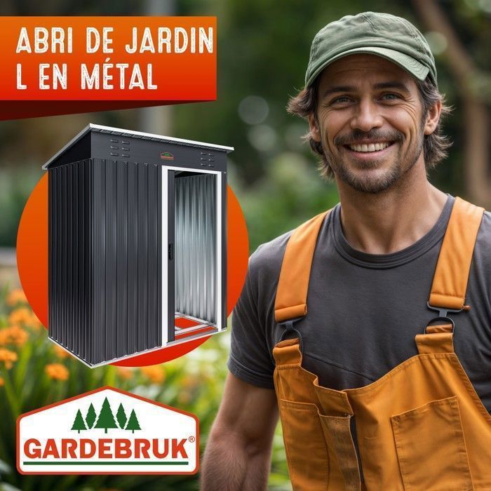 Caseta de jardín GARDEBRUK de 185x165x90 cm con puerta corredera color antracita