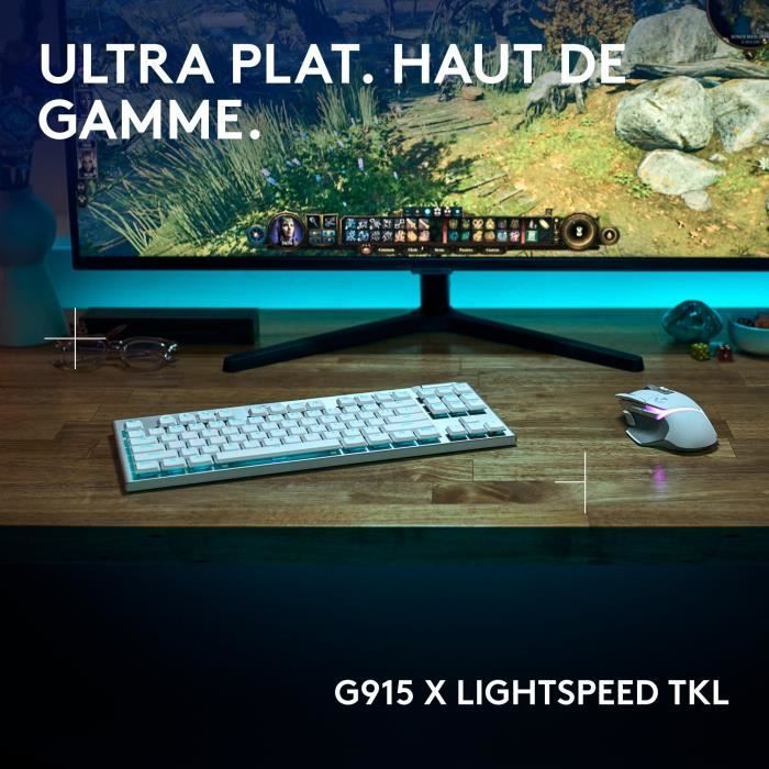 Gamingtoetsenbord - Draadloos - Logitech G - G915 TKL X - AZERTY - Tactiele schakelaars - Wit