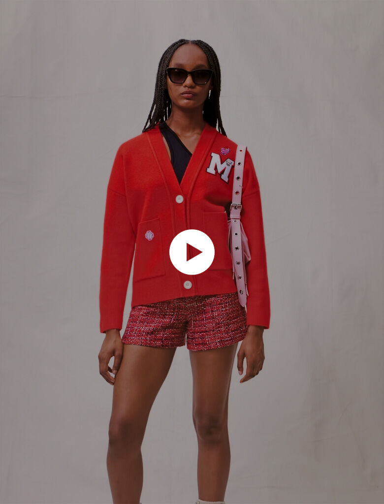 Gebreid vest-Rouge coquelicot