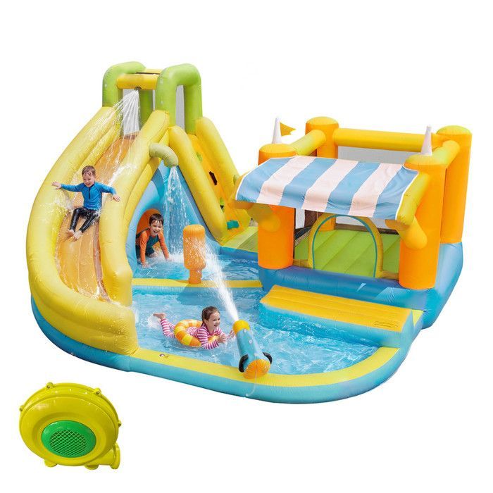 Château gonflable pour enfants 433 x 375 x 165cm avec soufflerie - toboggan aquatique - piscine - parc aquatique - château gonflable