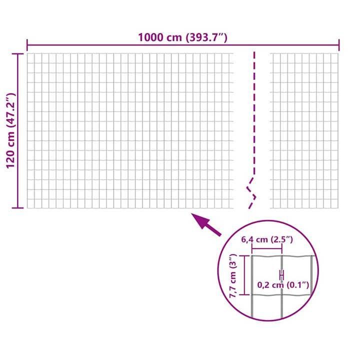 Clôture euro en acier - MEUBLECHIC - 10x1,2 m - Gris - Fil d'acier enduit de PVC - Résistant aux UV - Antirouille