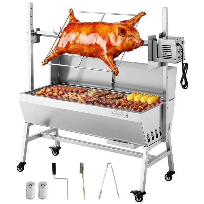 Barbacoa de carbón VEVOR con asador eléctrico - 38 W - Asador de carbón - Capacidad de carga de 60 kg