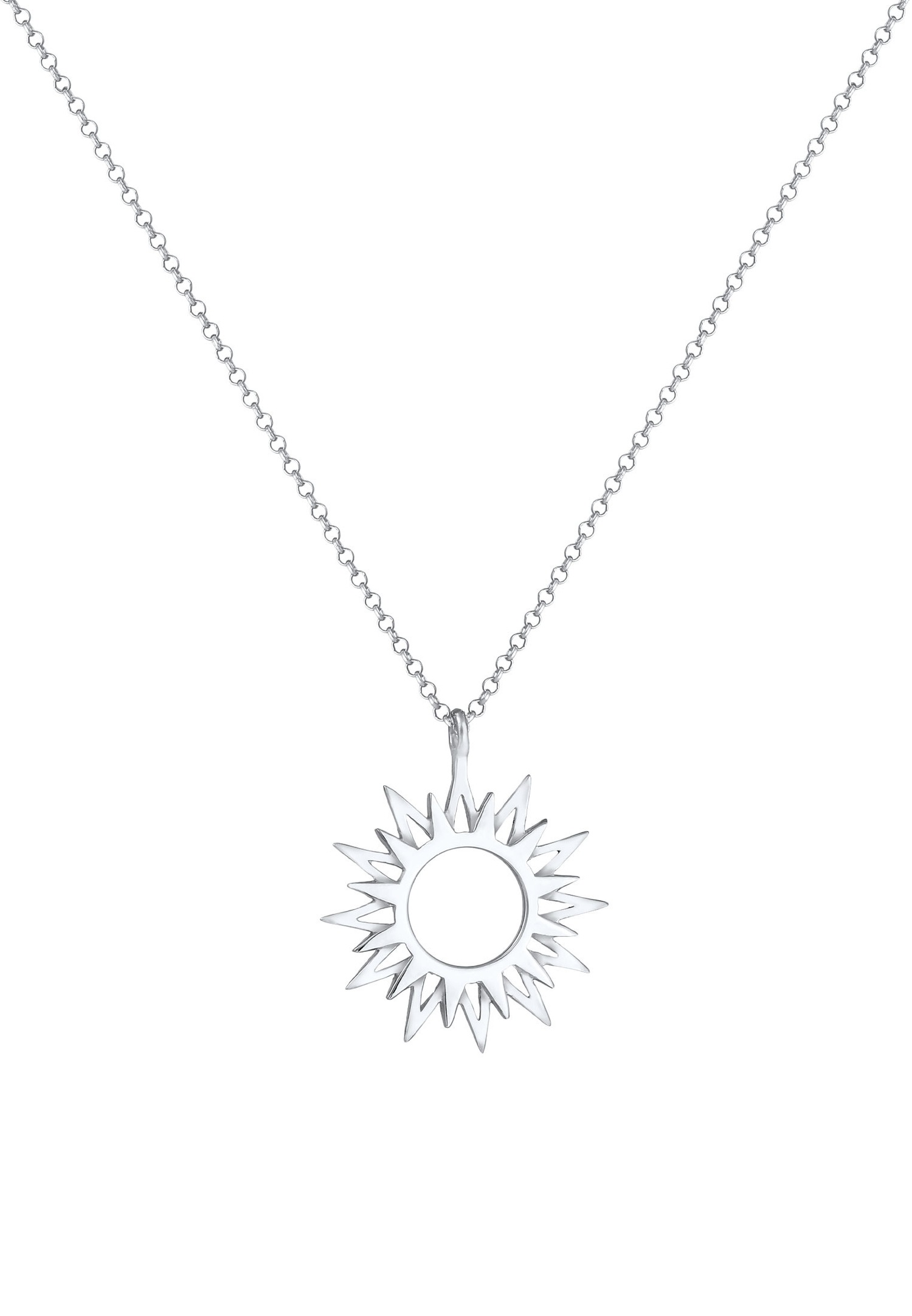 Elli Pendentif soleil pour femme - Rayons - Symbole astro en argent sterling 925 plaqué or